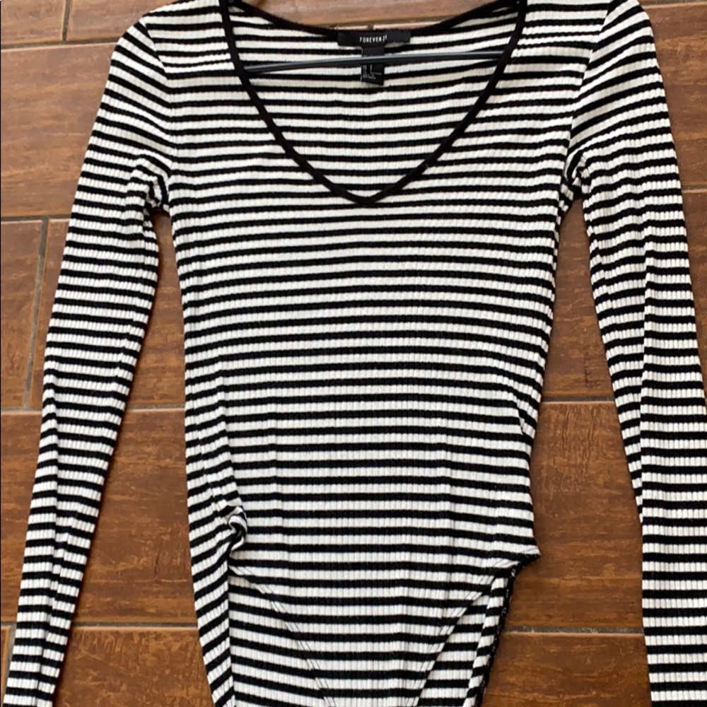 Black and white striped onsie
